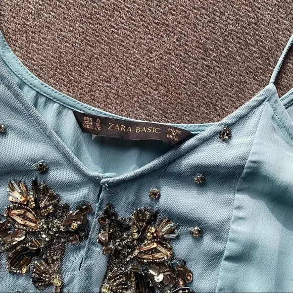 ZARA Beaded Front Tank Top Small - Picture 6 of 9